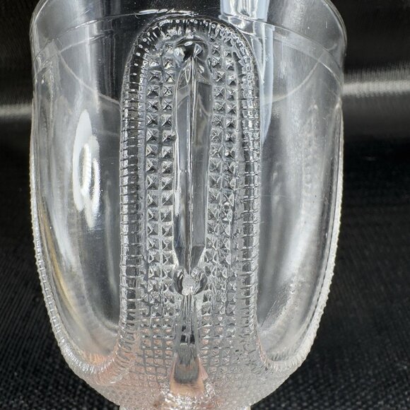 1880s EAPG Adams Glass Curtain Tie Back Goblets Set 2 Manganese 365nm UV Glow - Picture 3 of 16